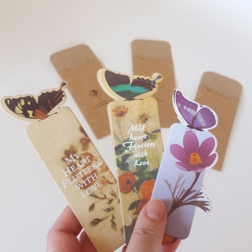 Butterfly Bookmarks, Set Of 3 Paper Bookmarks 🌸
